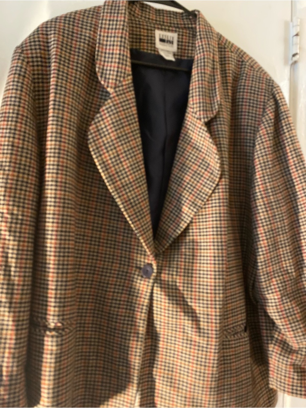 Leslie Fay Brown & Tan Glen Plaid Sport Coat vintage